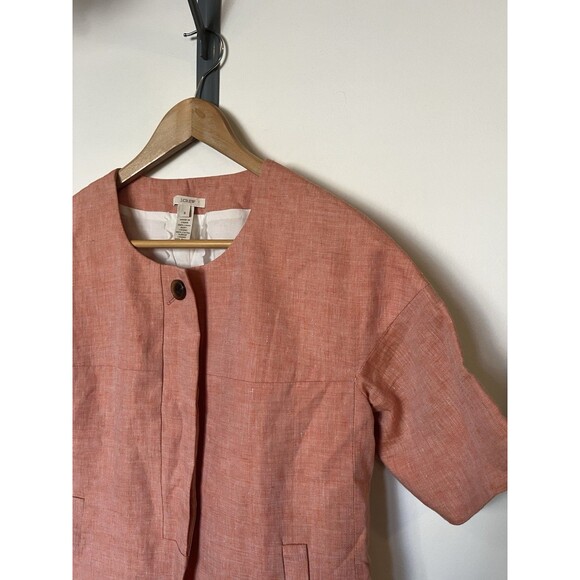 J Crew Coral Short Sleeve Linen Jacket Size 8 - Picture 2 of 8